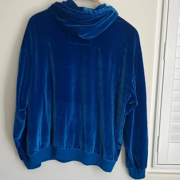 AVIATOR NATION Royal Blue Velour Hoodie with Stripes Women’s Size L NWT - Picture 6 of 11